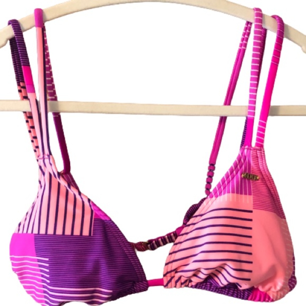 Roxy Pink Purple Bikini Top Size M EUC